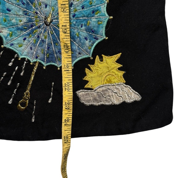 Anage Women's Embroidered Jacket Wearable Art Beaded Colorful Umbrellas Sz Large - Picture 8 of 8